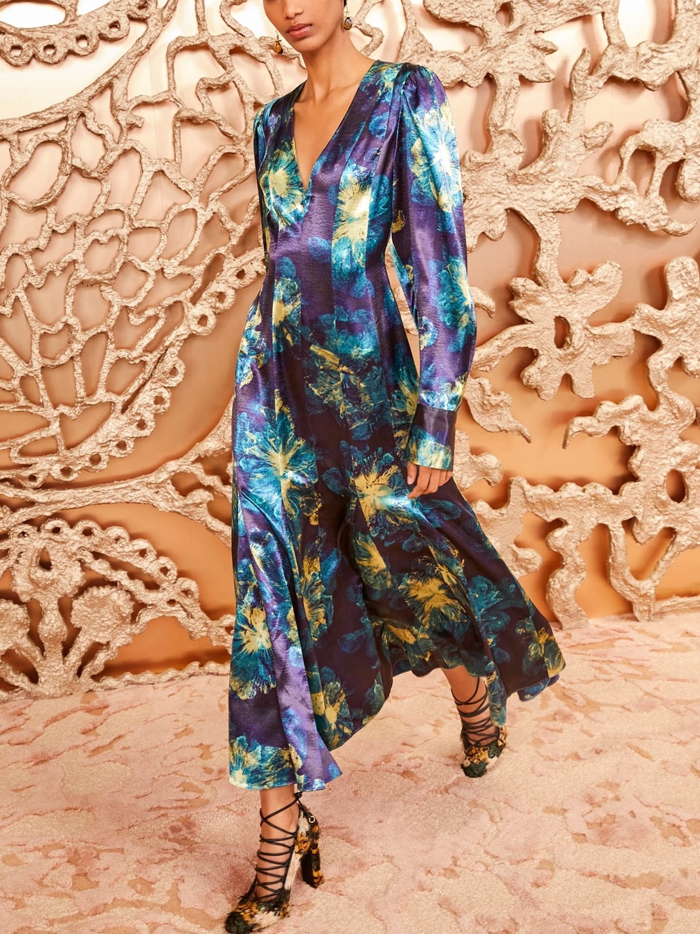 Ulla Johnson Azrou Satin Floral long Dress